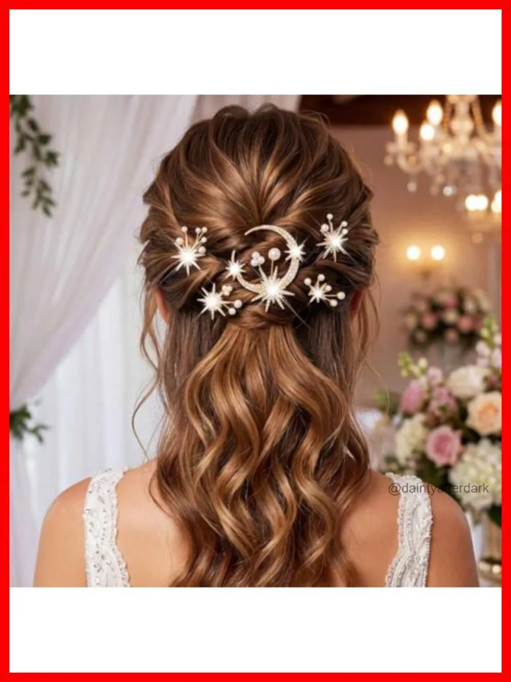 Rhinestone Star Moon Wedding Hair Pins Bridal Hair Accessories Pack of 4